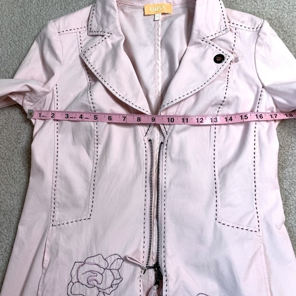 Biba Pink Floral Jacket Embroidered half zip Pink Women EUR 36 or US Small - Picture 4 of 10